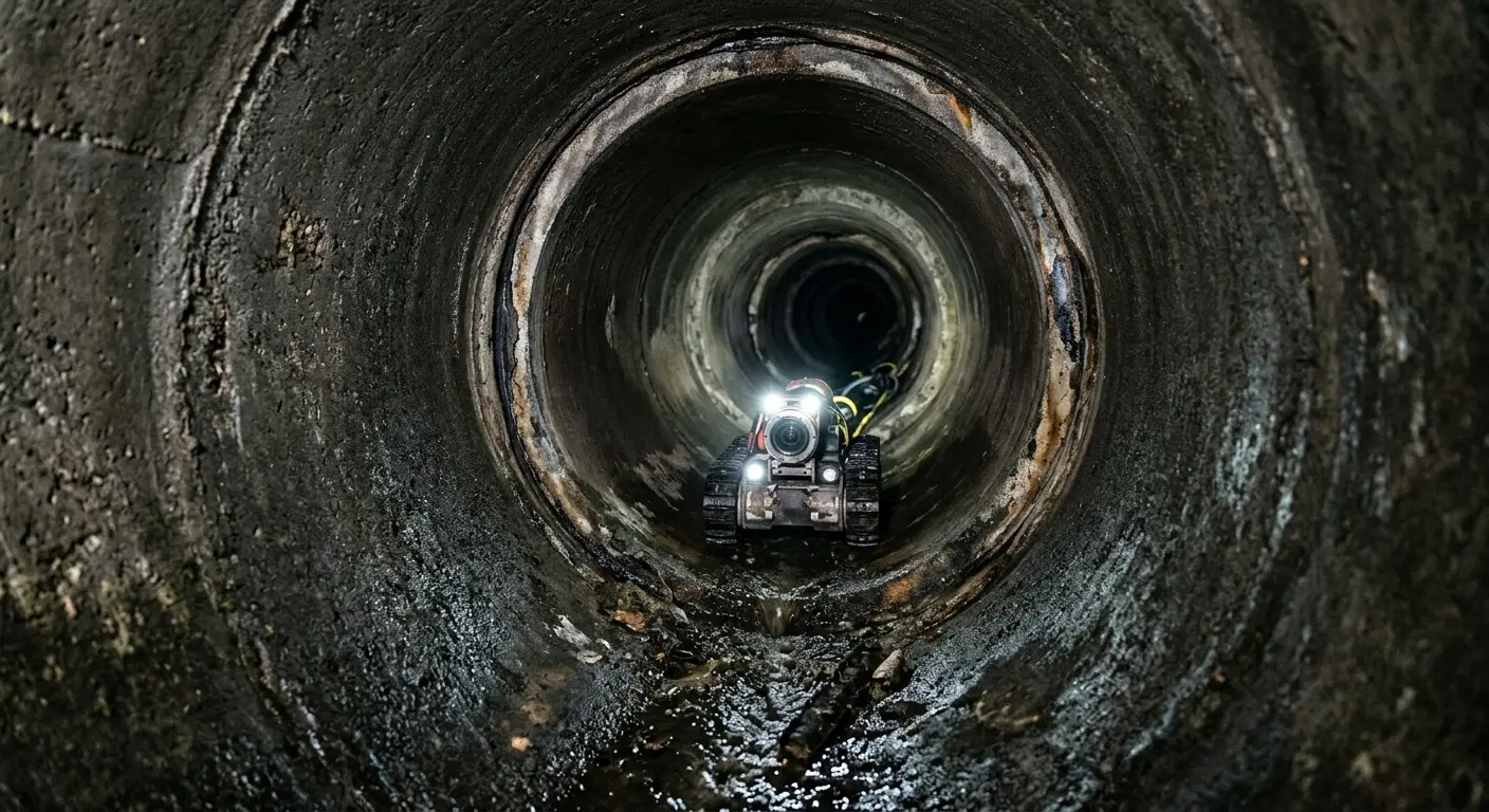 Robotic sewer camera inspecting pipe interior for Sewer Line Repair in Rogersville